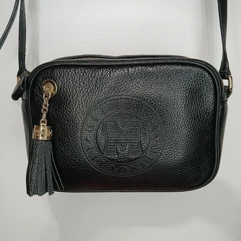 Metrocity Black Pebbled Leather Camera Crossbody Bag ~ Soft Quality Leather